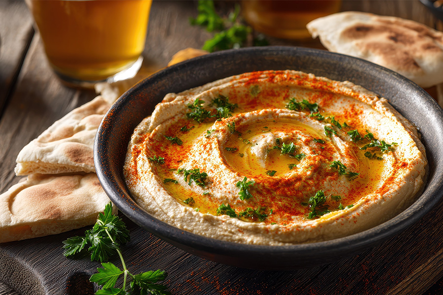 Beer, bread and hummus-  pubsnacks